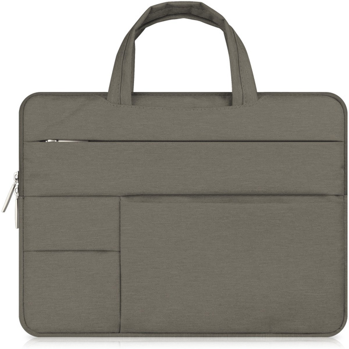 Luxe Laptophoes Ritssluiting met Handvat en Buitenvakjes | 13 inch | Bruin | Laptop Accessoires